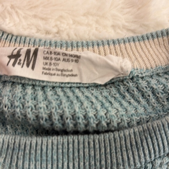 H&M Light Blue/green Waffle Knit Sweater size 8-10 years Canadian - Picture 2 of 8